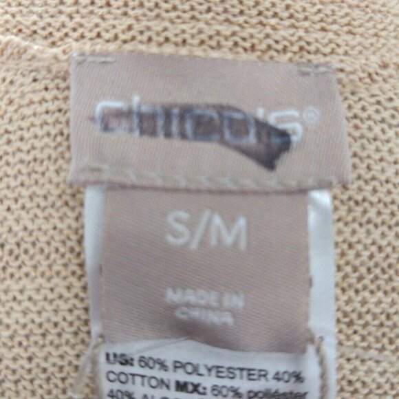 Chicos Ruana Wrap Womens S/M Tan Textured Striped Open Front New - Picture 7 of 9